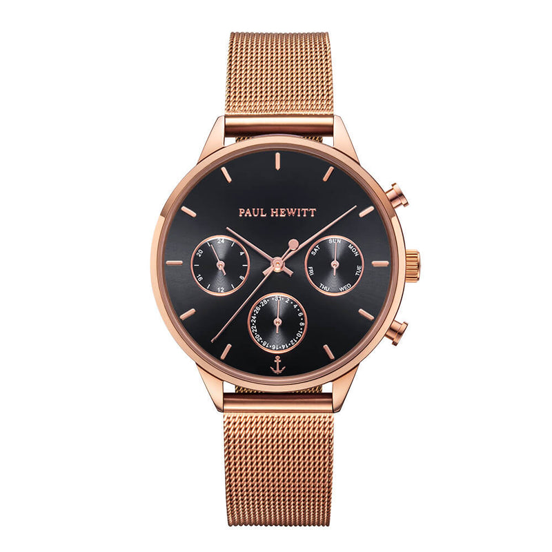 Montre Paul Hewitt Everpulse Black Sunray Or Rose Mesh - PRECIOVS