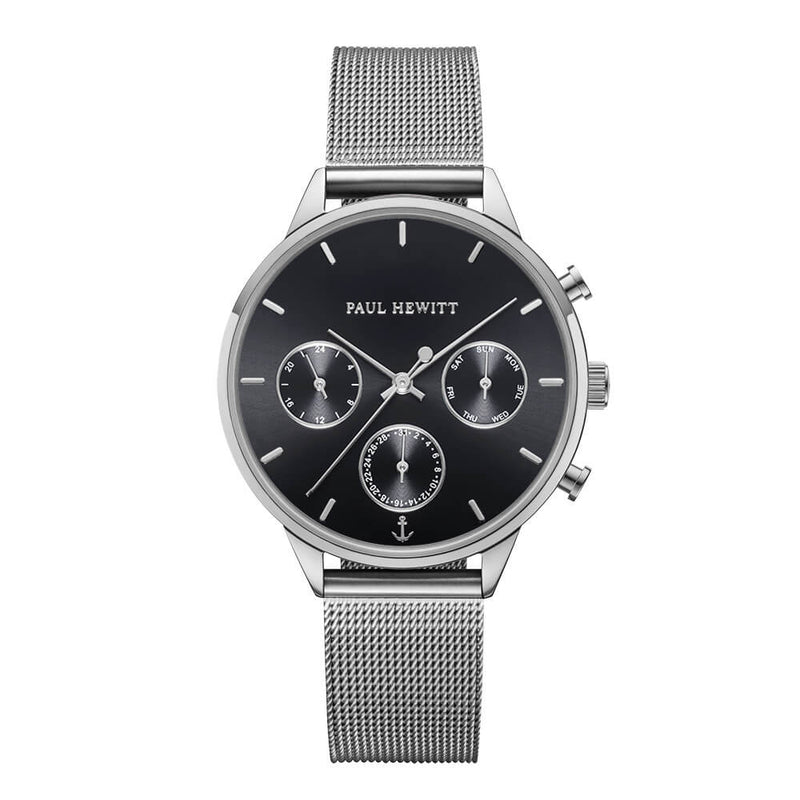 Montre Paul Hewitt Everpulse Black Sunray Argenté Mesh - PRECIOVS