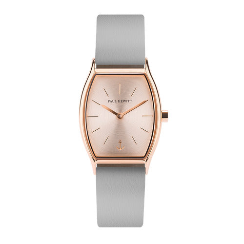 Montre Paul Hewitt Modern Edge Line Rose Sunray IP Or Rosé Bracelet Cuir Graphite - PRECIOVS