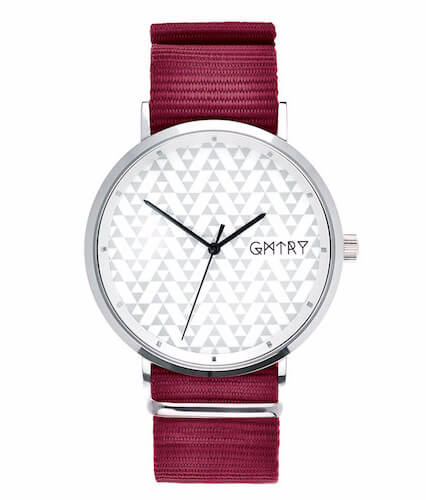 Montre GMTRY The Polygon Series White Bordeaux (+2ème bracelet au choix) - PRECIOVS