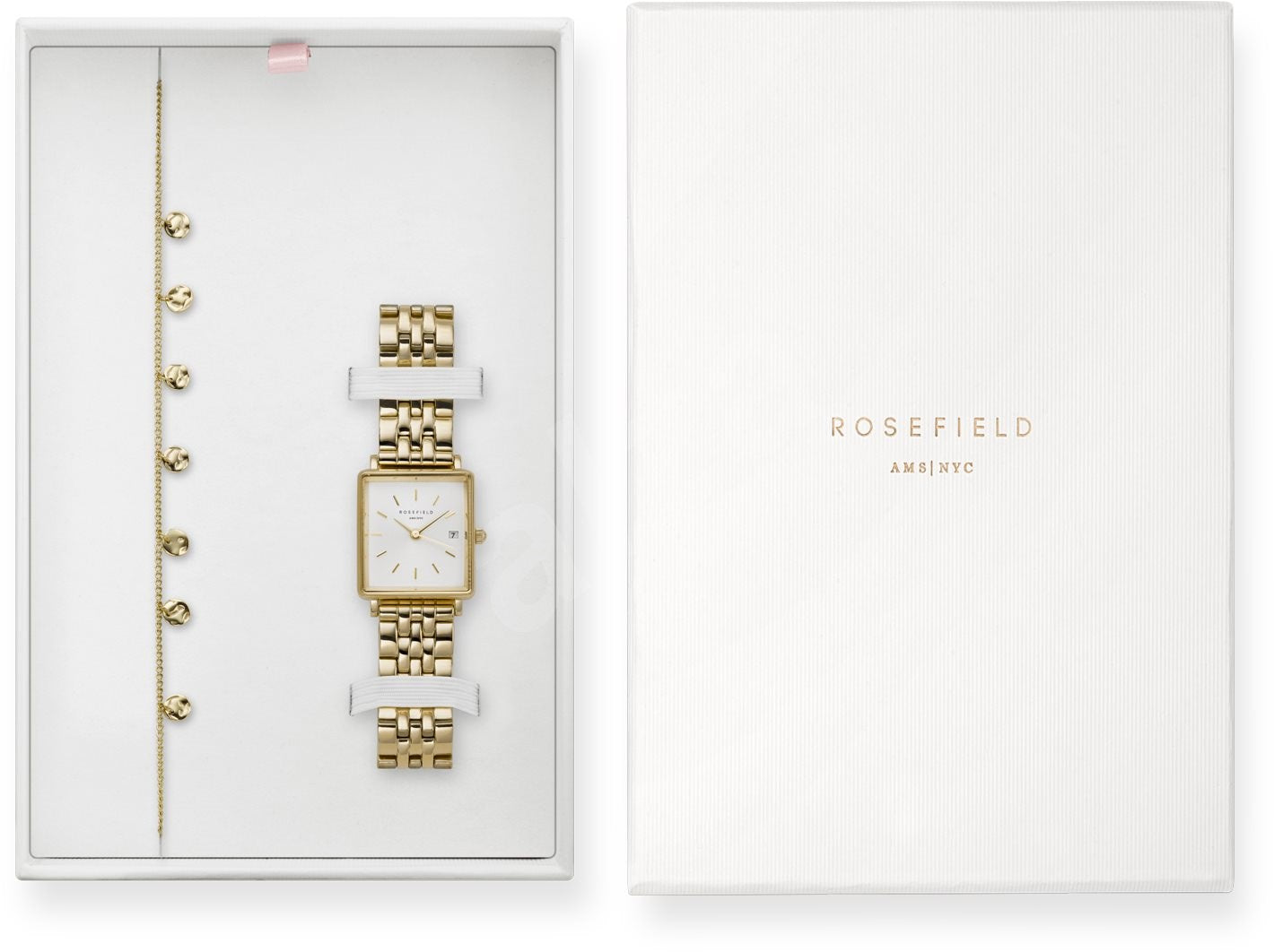 Coffret Rosefield THE BOXY XS Blanc Sunday or Jaune + bracelet Multi Liquid Or Jaune X241 - PRECIOVS