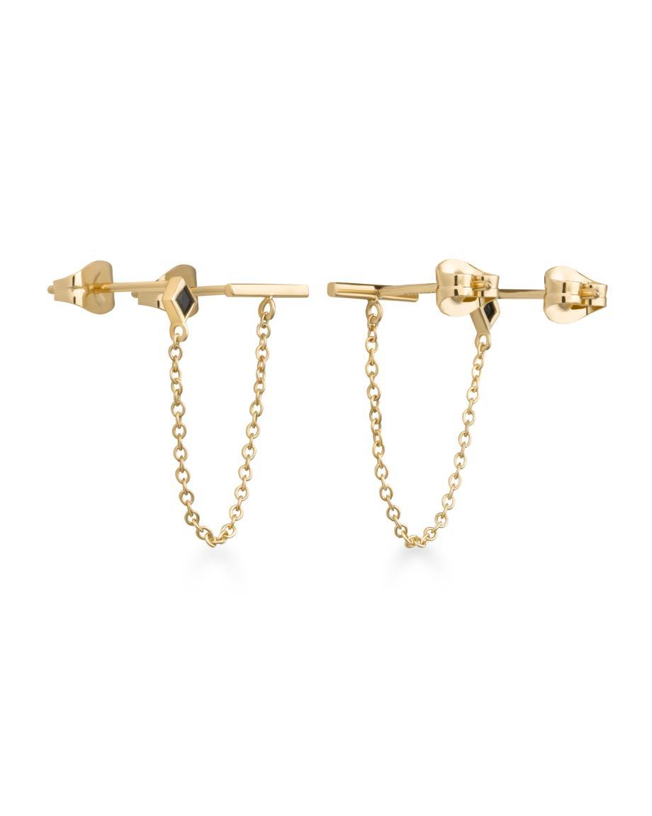 Boucle d'oreilles Rosefield IGGY Chaîne et pierre noire Gold (à l'unité) JDTBG-J060 - PRECIOVS