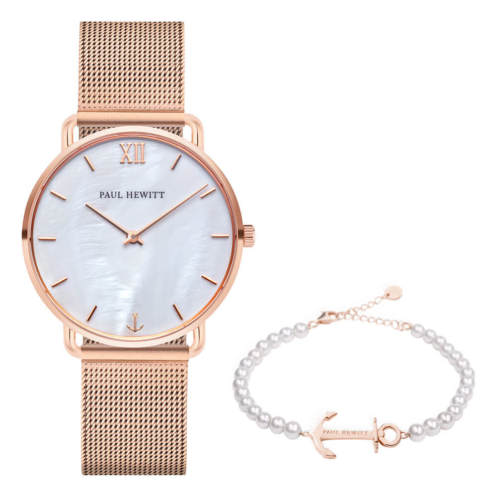 Coffret Paul Hewitt Perfect Match avec montre Miss Ocean et Bracelet Spirit Pearl Rose Gold - PRECIOVS