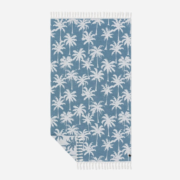 Serviette de plage "turque" Slowtide Loreto Blue en coton bio - PRECIOVS