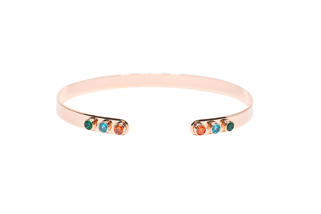 Bracelet Jonc MYA BAY Stone Open mind, 6 pierres, vert, turquoise, orange MS-08.P - PRECIOVS