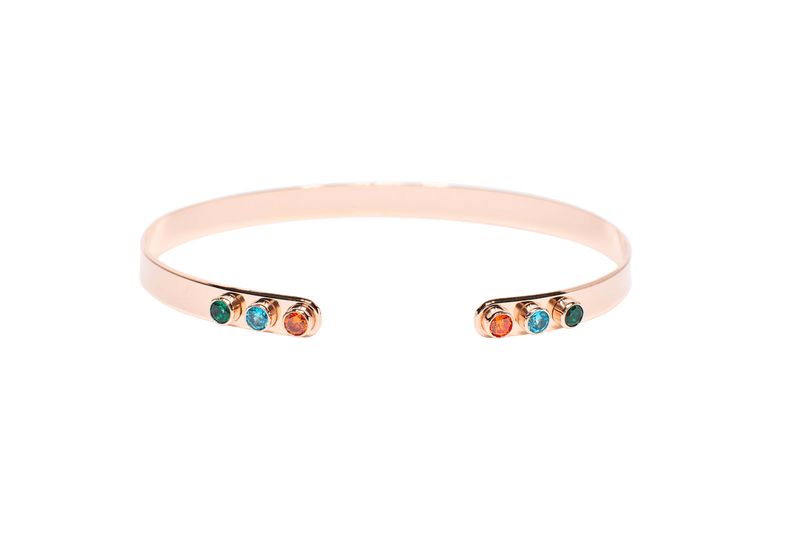 Bracelet Jonc MYA BAY Stone Open mind, 6 pierres, vert, turquoise, orange MS-08.P - PRECIOVS