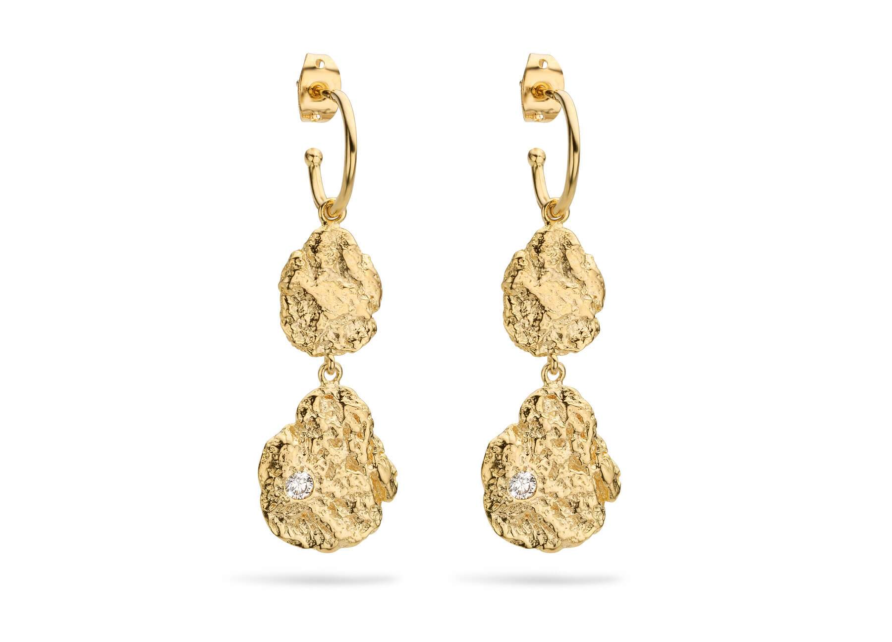 Boucles d'oreilles MYA BAY Double pépite d'or BO-77.G - PRECIOVS