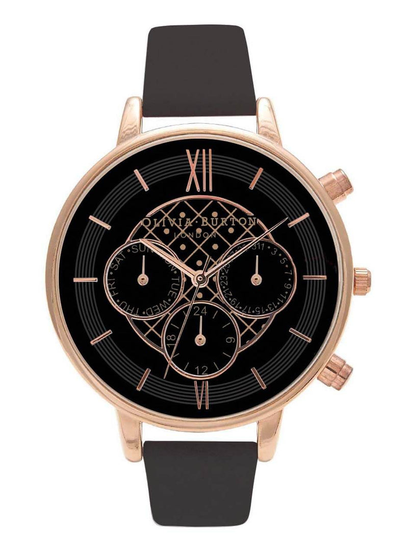 Montre Olivia Burton Chrono Detail Black Dial & Rose Gold - PRECIOVS