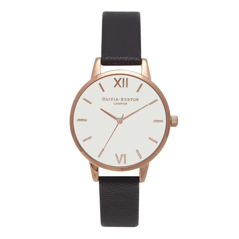 Montre Olivia Burton Midi Dial White Dial Black & Rosegold - PRECIOVS