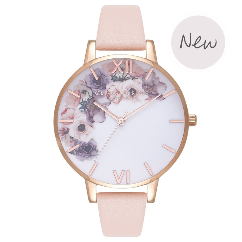 Montre Olivia Burton WATERCOLOUR FLORALS NUDE PEACH & ROSE GOLD OB16PP30 - PRECIOVS
