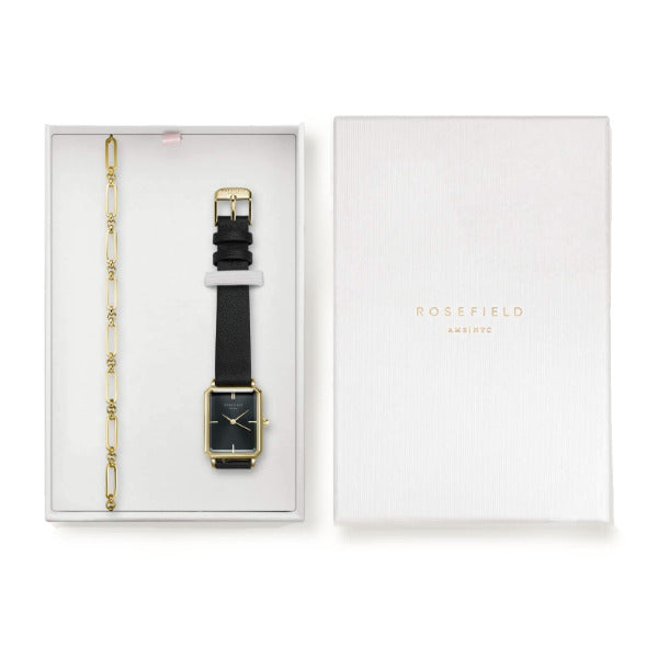 Coffret Rosefield The Octagon Black Sunray + bracelet Chucky gold X266 - PRECIOVS