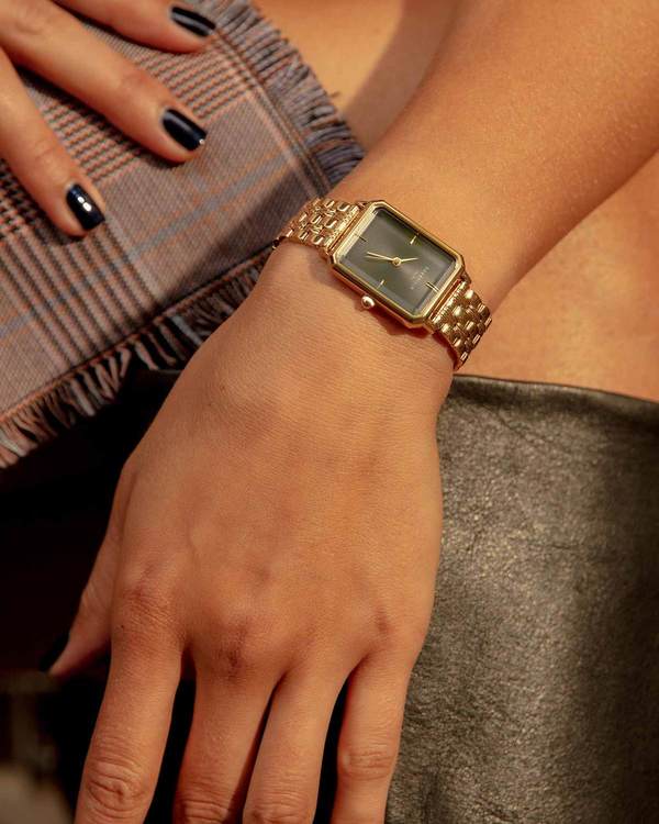 Montre Rosefield The Octagon Noir Sunray Acier Doré O47 - PRECIOVS