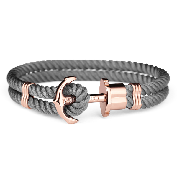 Bracelet Paul Hewitt Ancre PHREP IP Or Rosé Nylon Gris - PRECIOVS