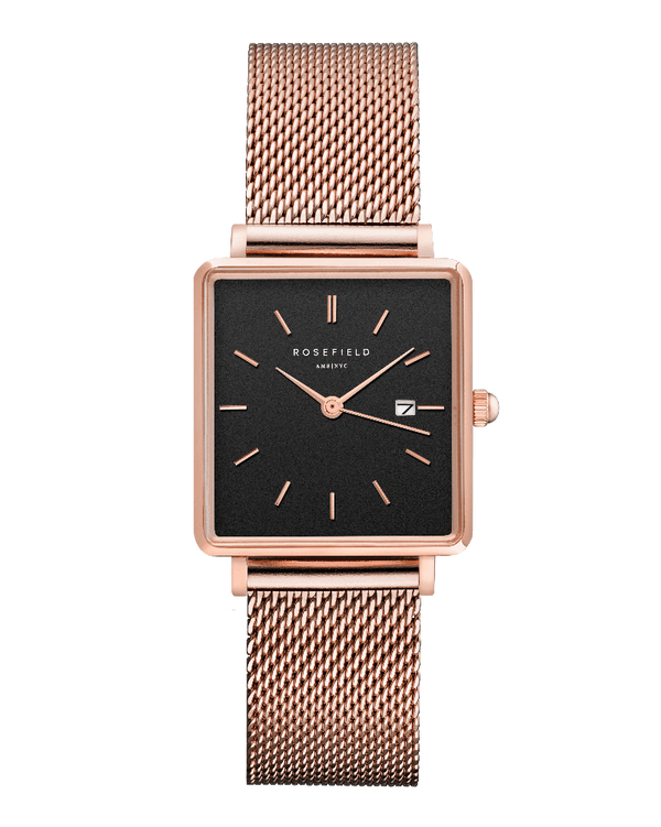 Montre Rosefield THE BOXY Noir Or Rose QBMR-Q05 - PRECIOVS