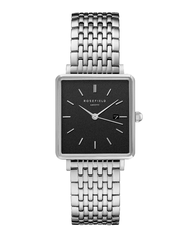 Montre Rosefield THE BOXY Noir Argenté QBSS-Q07 - PRECIOVS