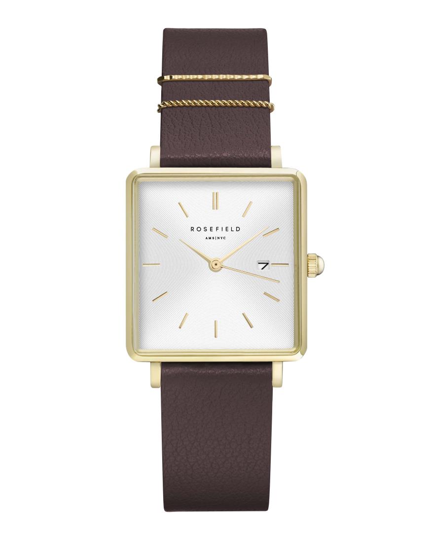 Montre Rosefield THE BOXY White Aubergine Gold Q030 - PRECIOVS