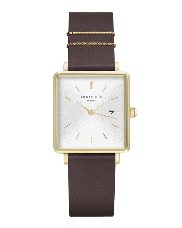 Montre Rosefield THE BOXY White Aubergine Gold Q030 - PRECIOVS