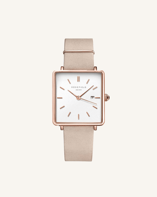 Montre Rosefield THE BOXY Blanc Rose Tendre Or rose - PRECIOVS