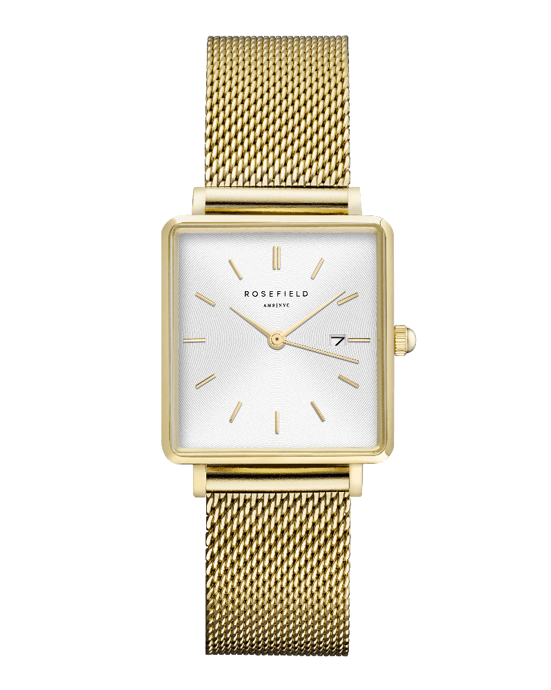 Montre Rosefield THE BOXY Blanc Sunray Or Jaune QWSG-Q03 - PRECIOVS