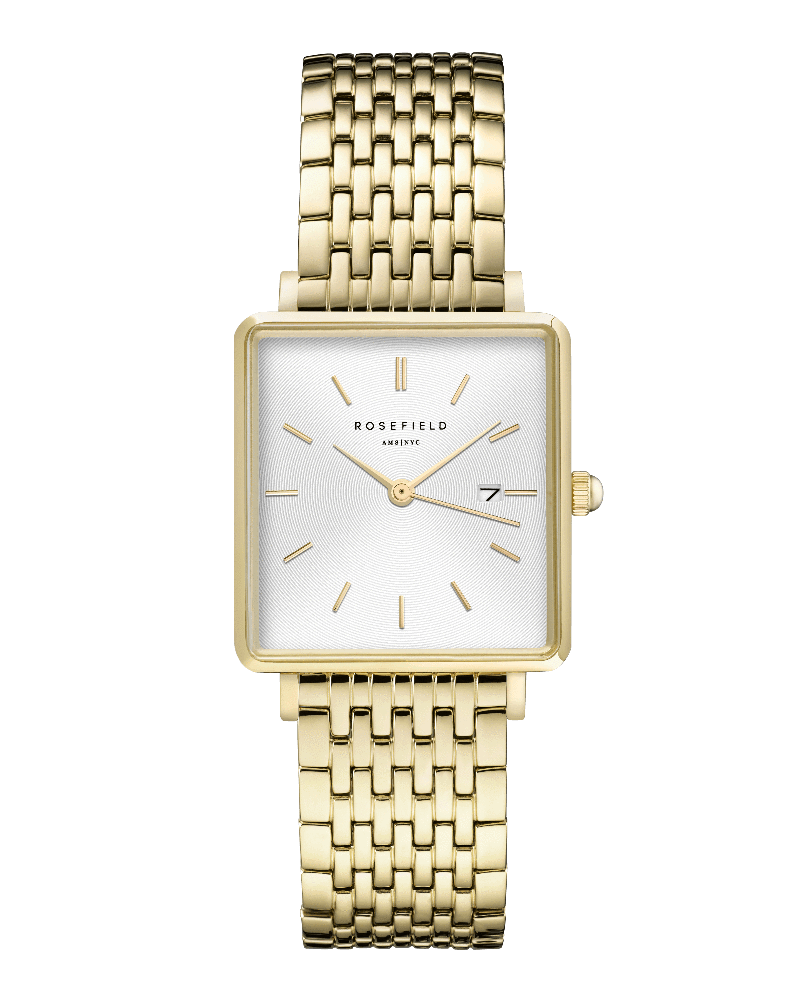 Montre Rosefield THE BOXY Blanc Sunray Or Jaune QWSG-Q09 - PRECIOVS