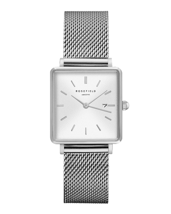 Montre Rosefield THE BOXY Blanc Sunray Argenté QWSS-Q02 - PRECIOVS