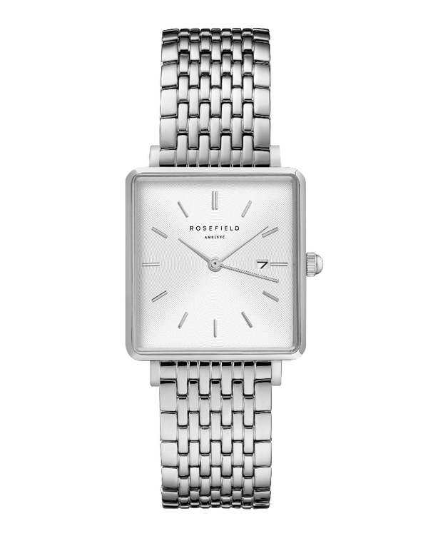 Montre Rosefield THE BOXY Blanc Sunray Argenté QWSS-Q08 - PRECIOVS