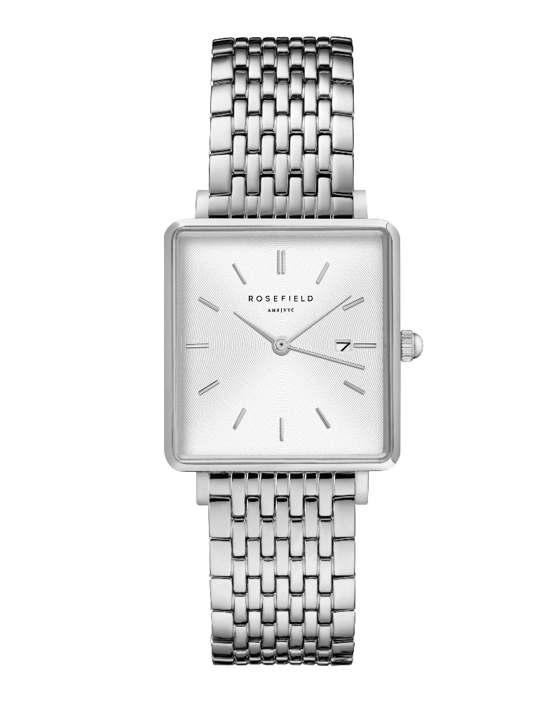 Montre Rosefield THE BOXY Blanc Sunray Argenté QWSS-Q08 - PRECIOVS