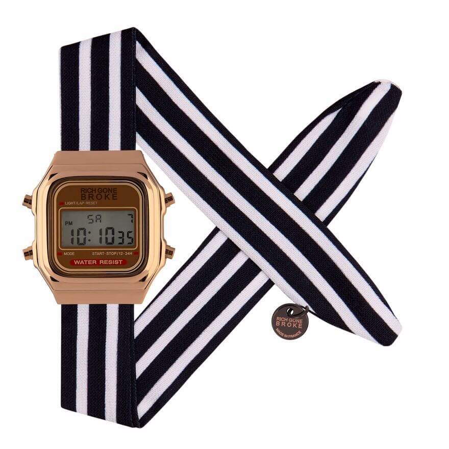 Montre RICH GONE BROKE Rose Gold Digital Black Stripes - PRECIOVS