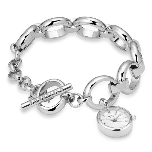 Montre Rosefield The Oval Charm Chain Blanc Argent OV14 - PRECIOVS