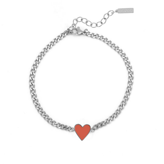 Bracelet Oozoo Jewellery argent avec charm coeur rouge SB-1018 - PRECIOVS