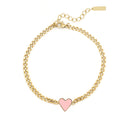 Bracelet Oozoo Jewellery or avec charm coeur rose SB-1019 - PRECIOVS