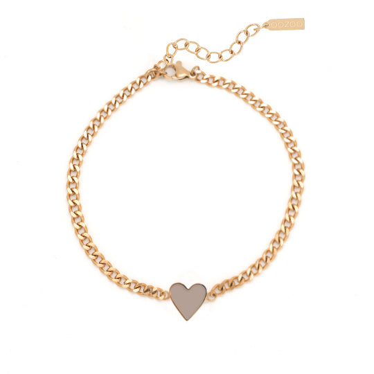 Bracelet Oozoo Jewellery or rose avec charm coeur taupe SB-1020 - PRECIOVS