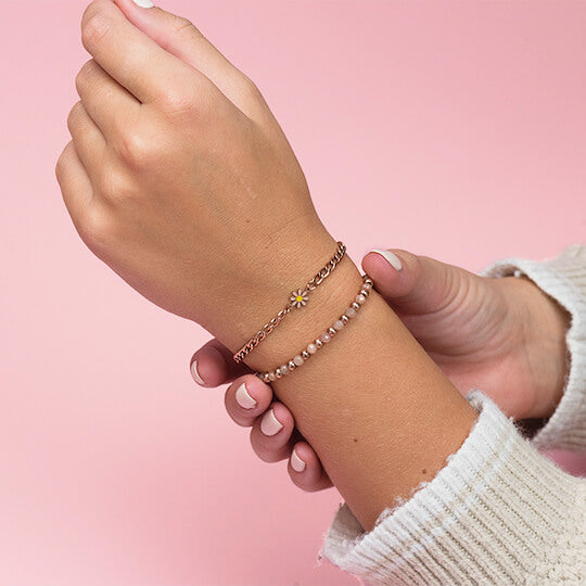 Bracelet Oozoo Jewellery or rose avec pierres naturelles SB-1026 - PRECIOVS