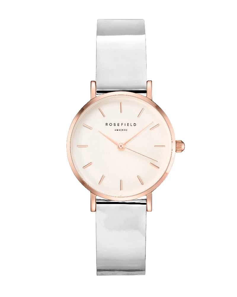 Montre Rosefield THE PREMIUM GLOSS Blanc Métallique Or Rose SHMWR-H30 - PRECIOVS