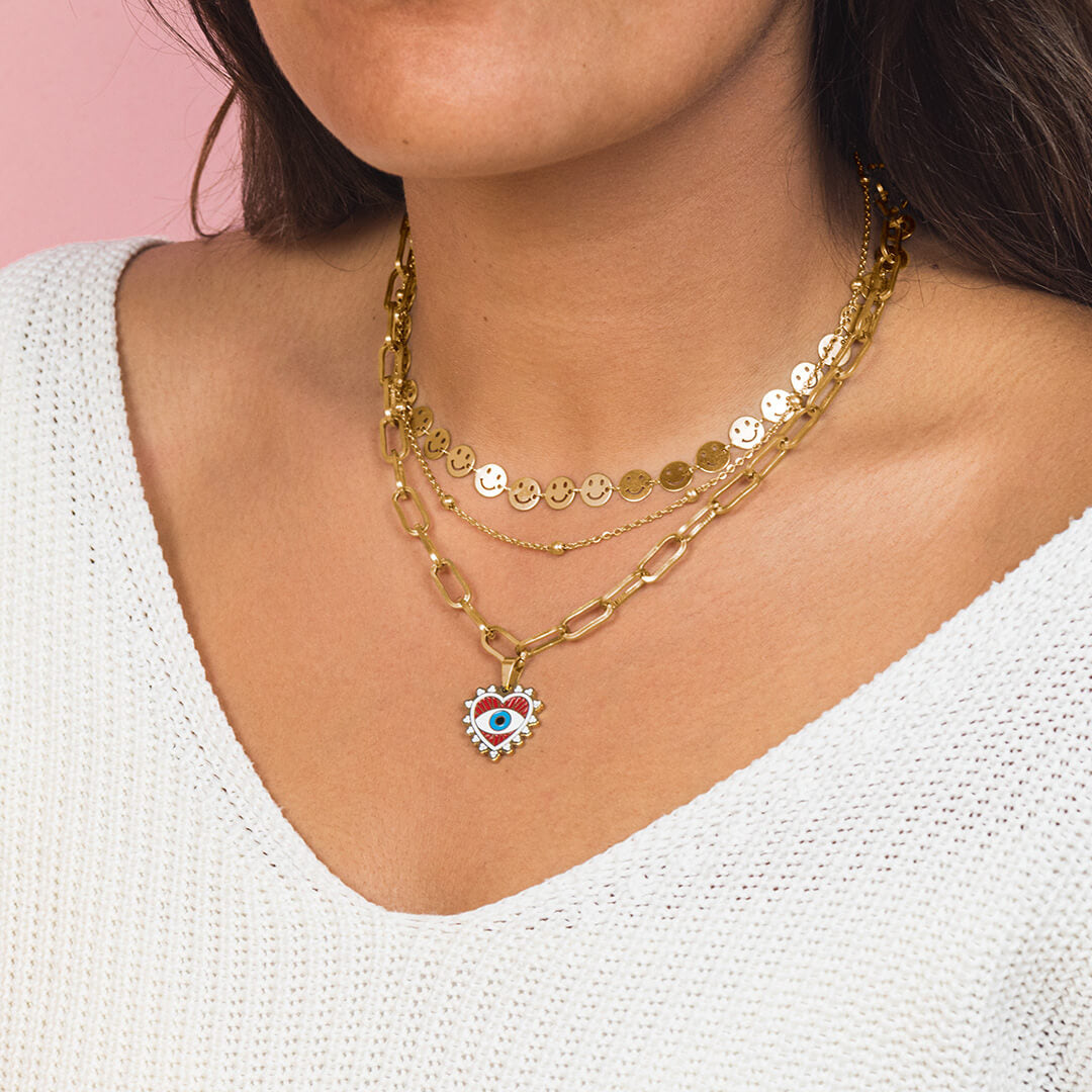 Collier Oozoo Jewellery or avec charm oeil SN-2019 - PRECIOVS