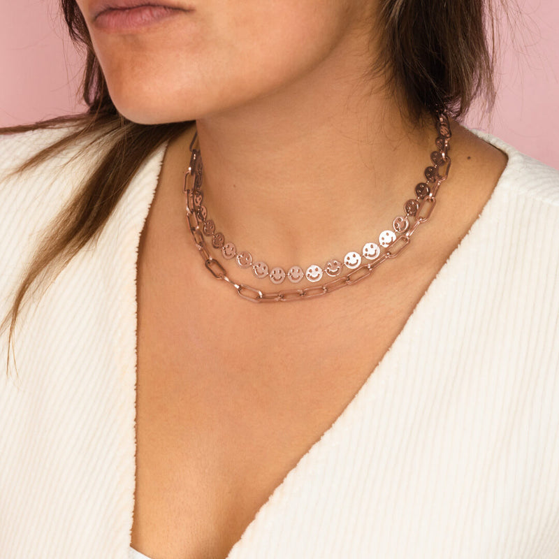 Collier Oozoo Jewellery or rose avec smileys SN-2011 - PRECIOVS