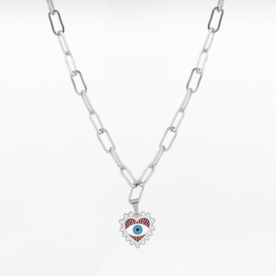 Collier Oozoo Jewellery argent avec charm oeil SN-2018 - PRECIOVS