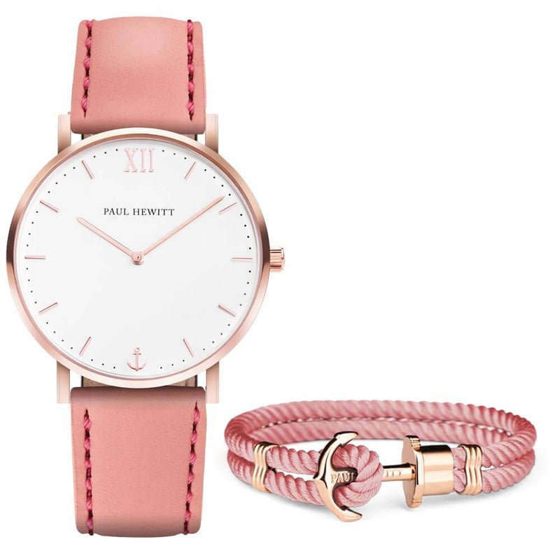 Coffret Paul Hewitt Perfect Match avec montre White Sand IP Or Rosé Aurora et bracelet PHREP IP Or Rosé Aurora - PRECIOVS