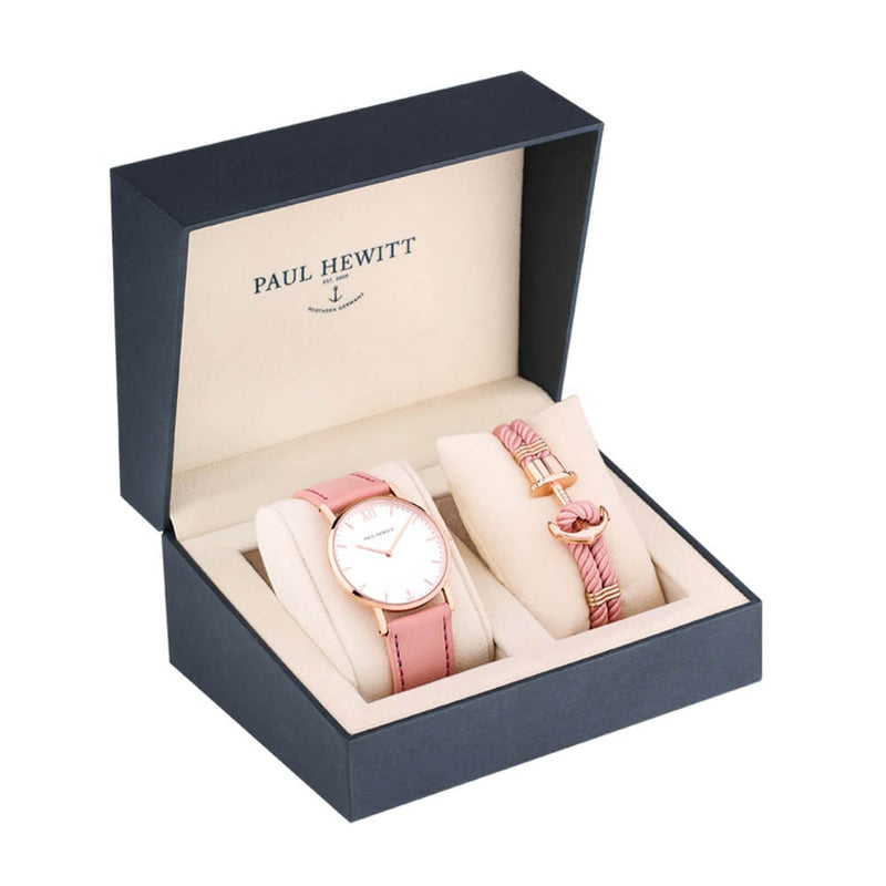 Coffret Paul Hewitt Perfect Match avec montre White Sand IP Or Rosé Aurora et bracelet PHREP IP Or Rosé Aurora - PRECIOVS