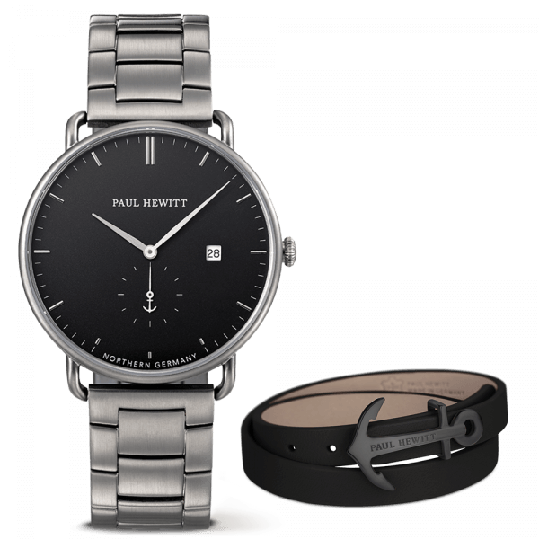 Coffret Paul Hewitt Perfect Match avec montre Grand Atlantic Line Black Sea et bracelet NORTH BOUND - PRECIOVS