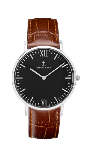 Montre Kapten & Son Silver Black Brown Croco Leather - PRECIOVS