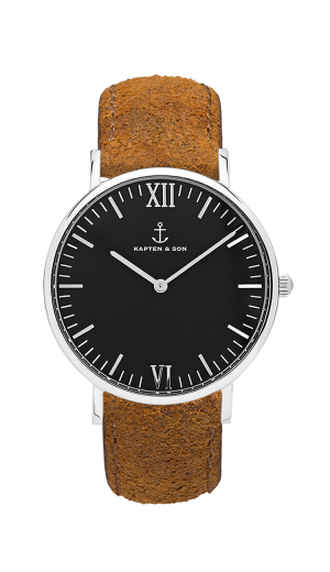 Montre Kapten & Son Silver Black Brown Vintage Leather - PRECIOVS