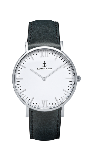 Montre Kapten & Son Silver Black Leather - PRECIOVS