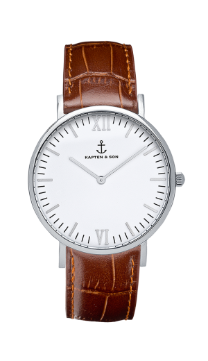 Montre Kapten & Son Silver Brown Croco Leather - PRECIOVS