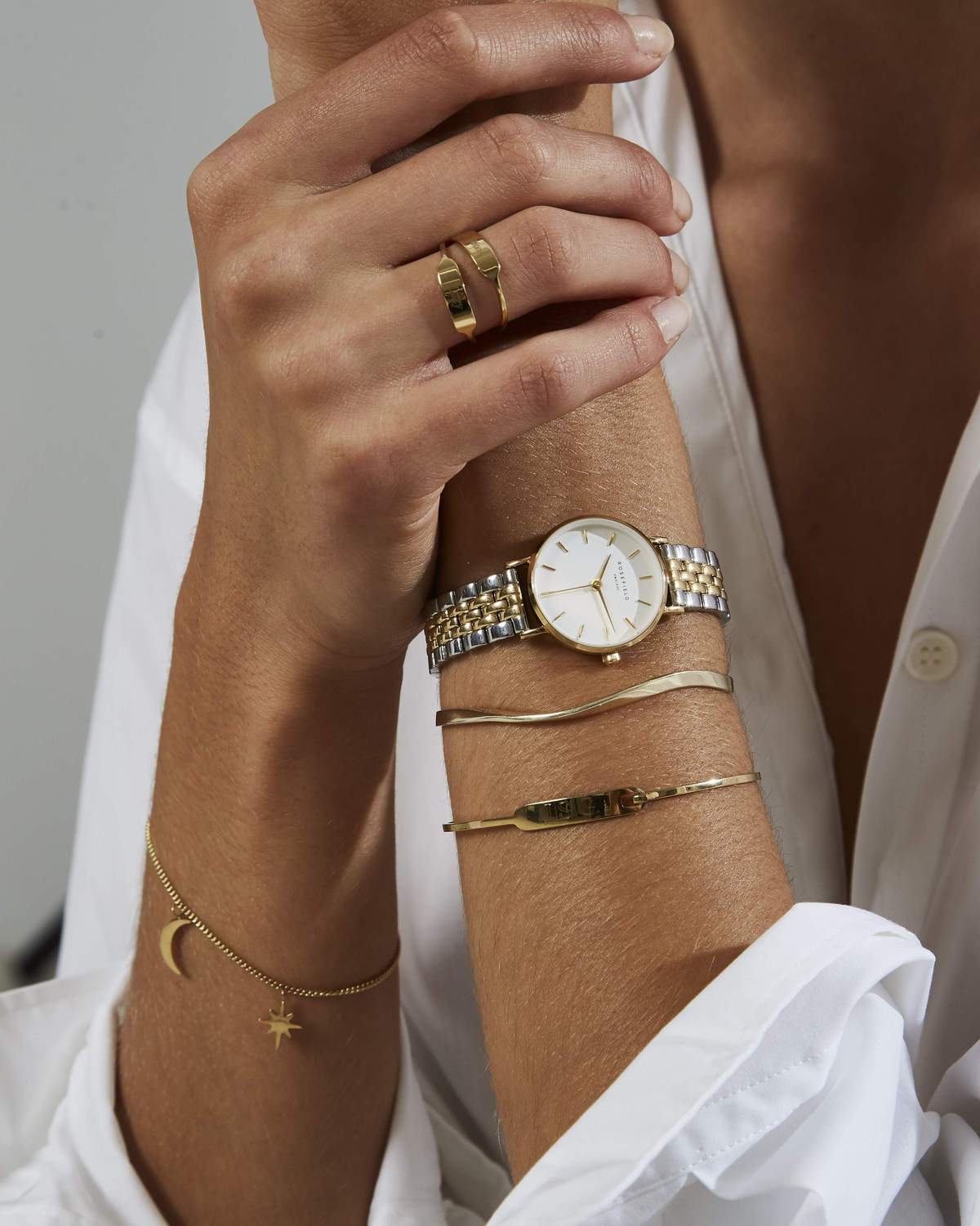 Montre Rosefield THE SMALL EDIT White Steel Silver Gold Duo 269 - PRECIOVS