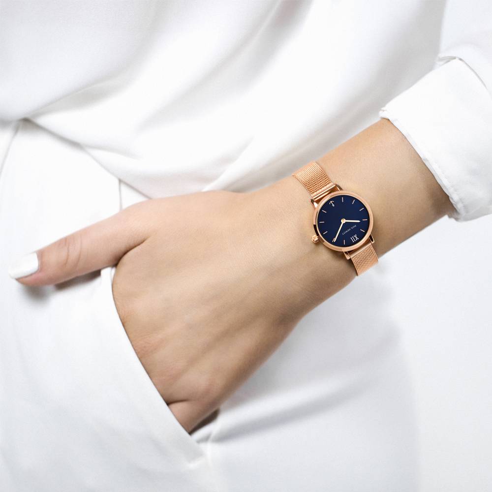 Montre Sailor Line Modest Blue Lagoon Or Rosé Bande Mesh - PRECIOVS