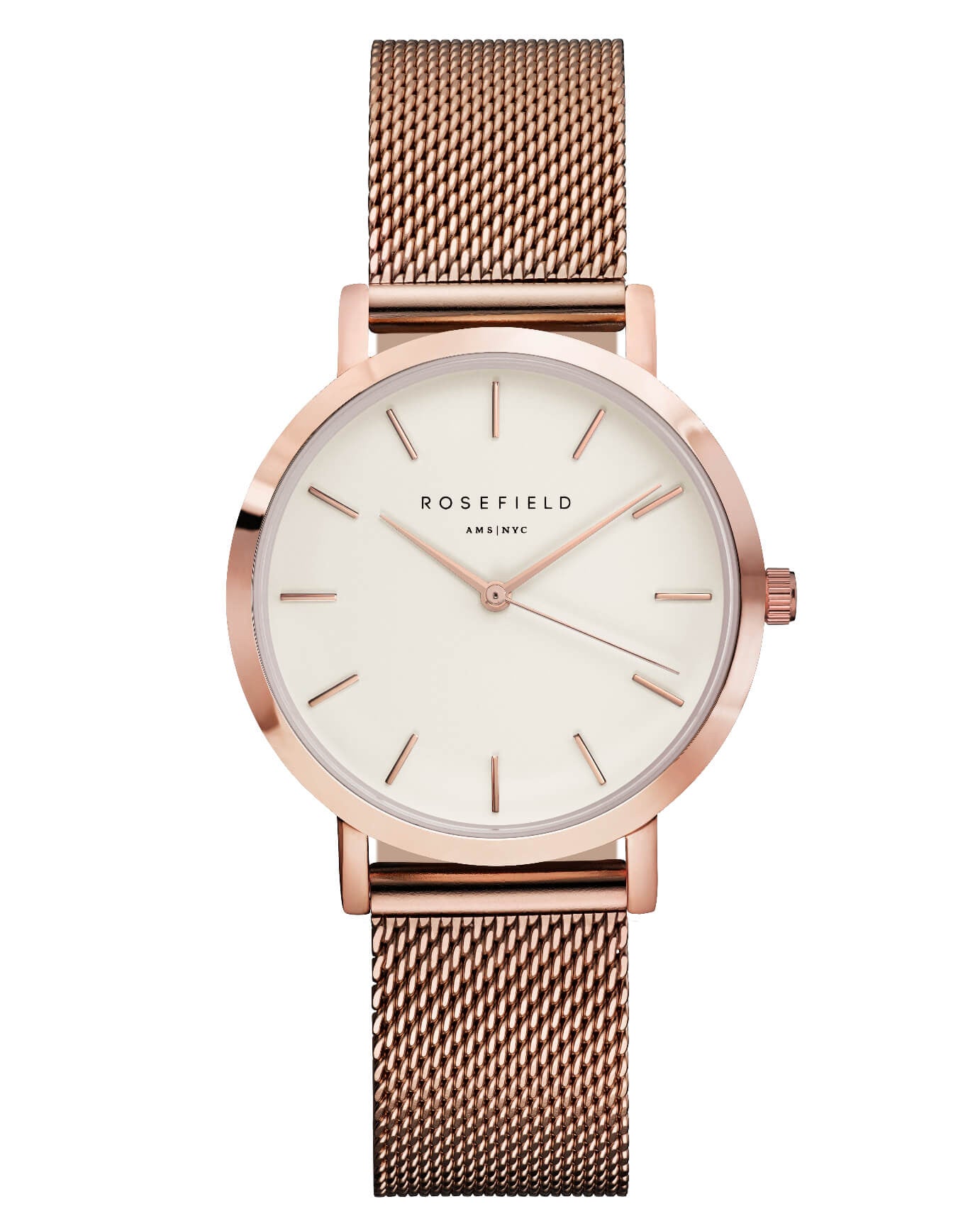 Montre Rosefield The TRIBECA White Mesh Rose Gold TWR-T50 - PRECIOVS
