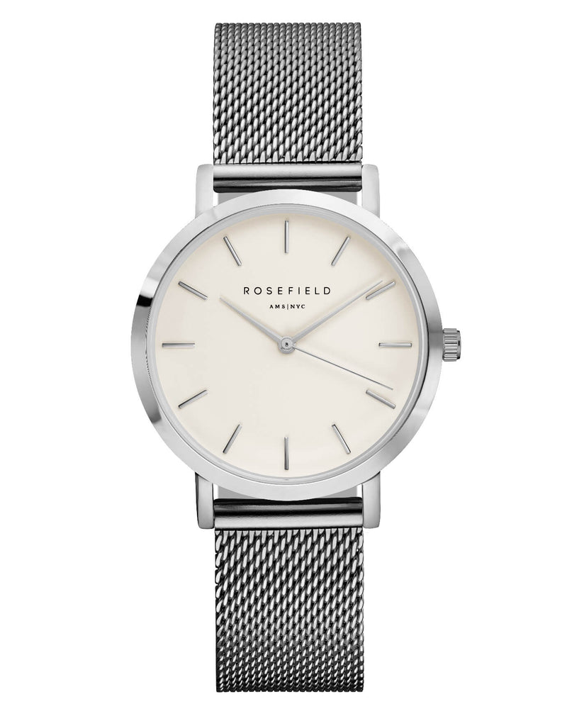 Montre Rosefield The TRIBECA White Mesh Silver TWS-T52 - PRECIOVS