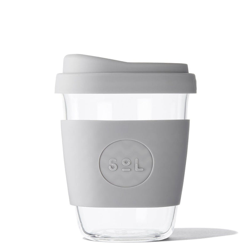 Tasse réutilisable SoL Cups Cool Grey en verre borosilicate 355ml - PRECIOVS