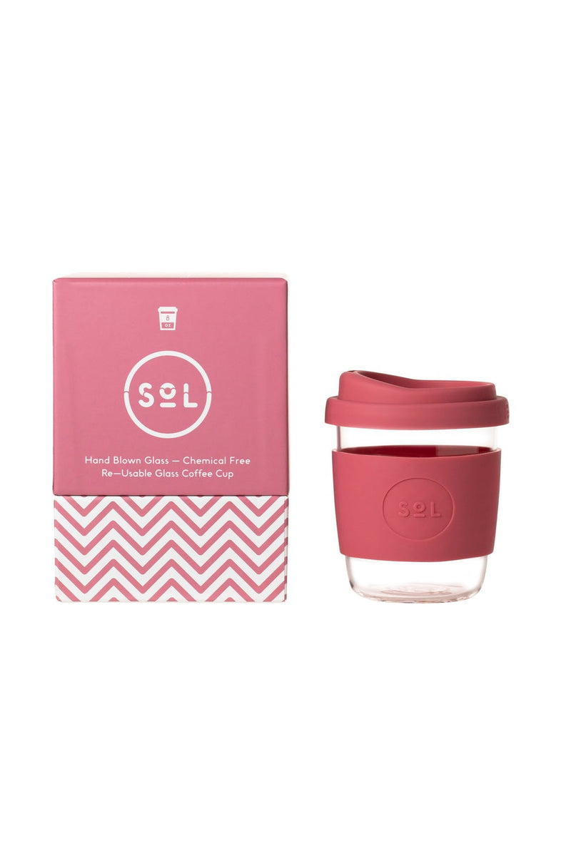 Tasse réutilisable SoL Cups Radiant Rose en verre borosilicate 235ml - PRECIOVS